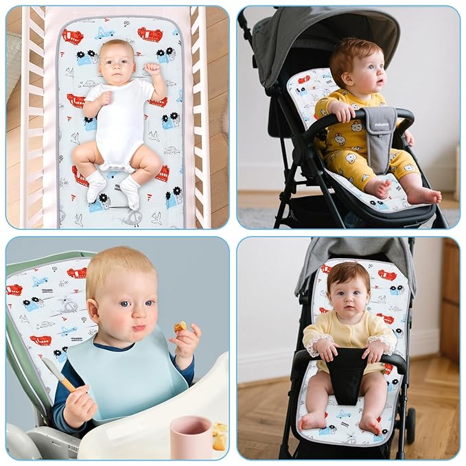 Baby Stroller Cushion,Infant Car Seat Insert-Reversible Universal Breathable and Soft Newborn Stroller Mat,100% Cotton Cover Toddler Seat Pad Liner-34x78cm,1 Pack(Car+Gray)