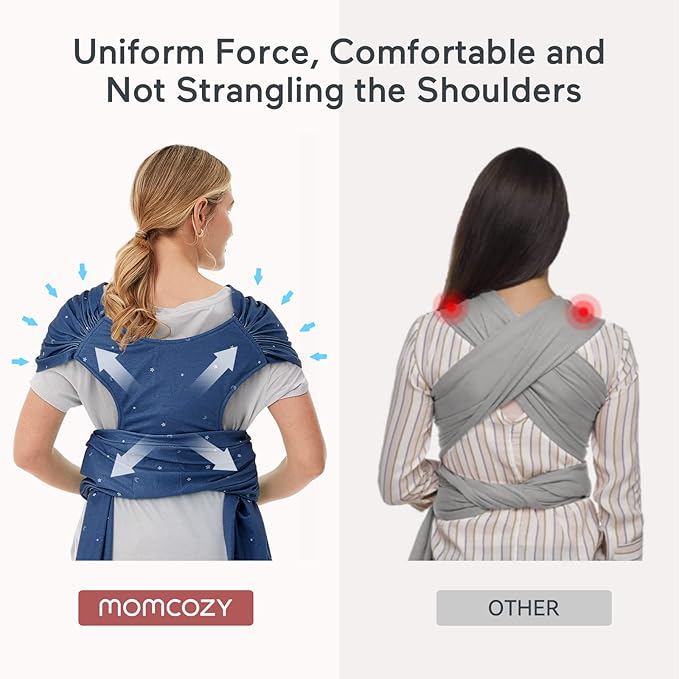 Momcozy Baby Wrap Carrier, Ergonomic Infant Slings for Newborn to Toddler 8-35 lbs, Adjustable Baby Wrap for Adult Fits Sizes XXS-XXL, Easy to Wear Baby Carriers, Starry Sky