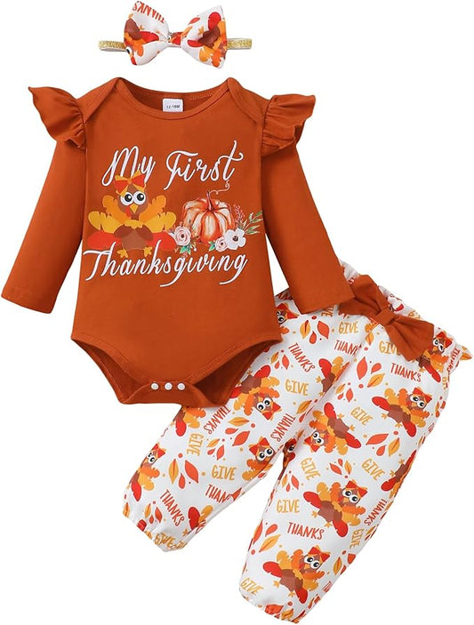 Infant Baby Girl Clothes Newborn Girl Outfit Long Sleeve Romper Pants Set Cute Baby Clothes for Girls Fall/Winter