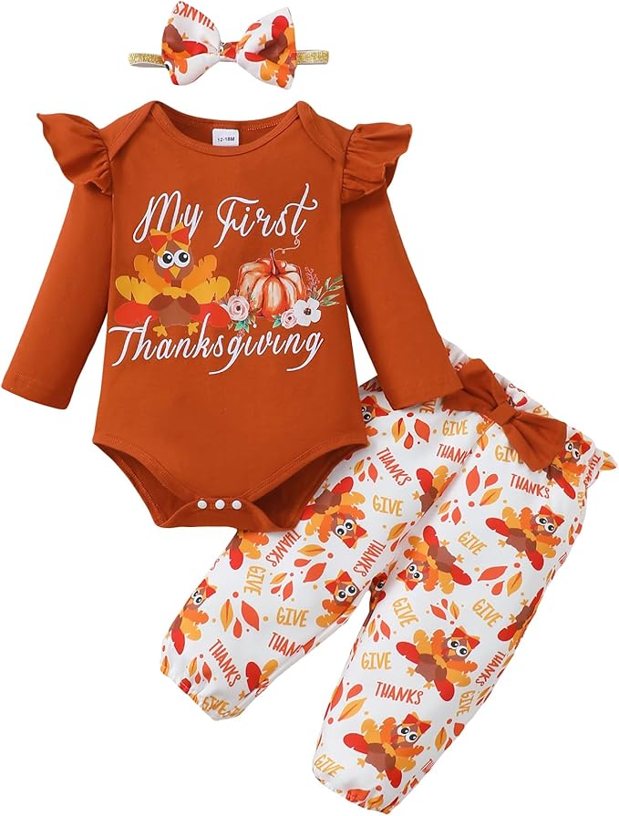 Infant Baby Girl Clothes Newborn Girl Outfit Long Sleeve Romper Pants Set Cute Baby Clothes for Girls Fall/Winter