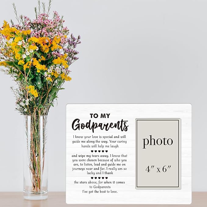 Godparents Gifts for Baptism Picture Frame, Godparent Proposal Gifts, Thank You Gift To My Godparents Photo Frame for 4 x 6 Inch Photo