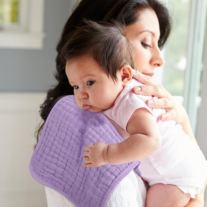 Looxii Muslin Burp Cloths 100% Cotton Muslin Cloths Large 20''x10'' Extra Soft and Absorbent 6 Pack Baby Burping Cloth for Boys and Girls (Purple)