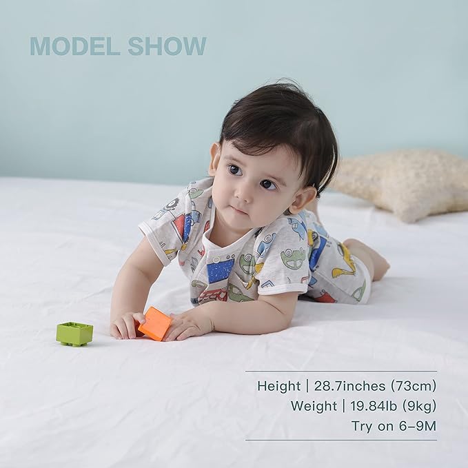 3-Pack 100% Cotton Baby Boy Rompers,0-24Months Short Sleeve Toddler Romper,Breathable Spring/Summer Clothes