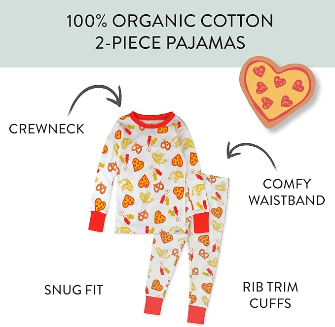 HonestBaby unisex-baby Celebration 2-piece Pajamas Sleepwear Pjs 100% Organic Cotton for Baby, Toddler, Kids