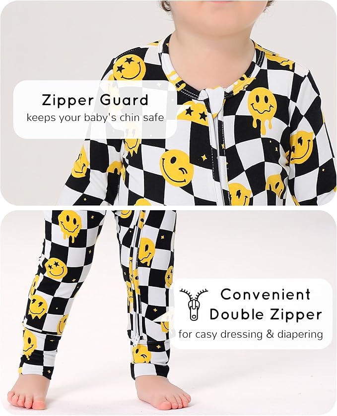 Footless Pajamas Baby Boy Girls, Viscose from Bamboo Baby Pajamas, Two Way Zipper Sleepers, Newborn Pjs