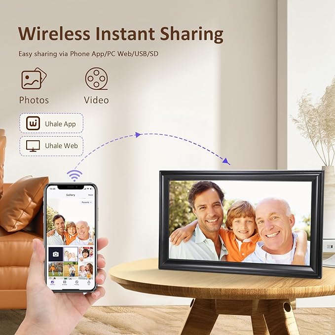 16 Inch Large Digital Picture Frame, Canupdog WiFi Digital Photo Frame with 1920 * 1080 IPS Touchscreen, 32GB Storage, Auto-Rotate, Wall Mountable, Easy Setup, Slideshow Photos and Videos