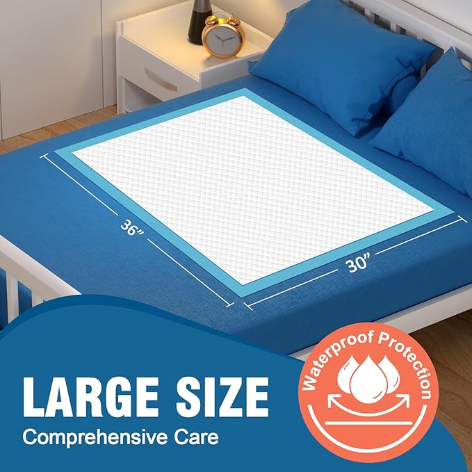 50 Count Disposable Bed Pads 30''X36'' MILDPLUS Super Absorbent Underpads, Disposable Extra Large Chucks Pads Incontinence Pads for Adults and Kids, Dog Training Pads