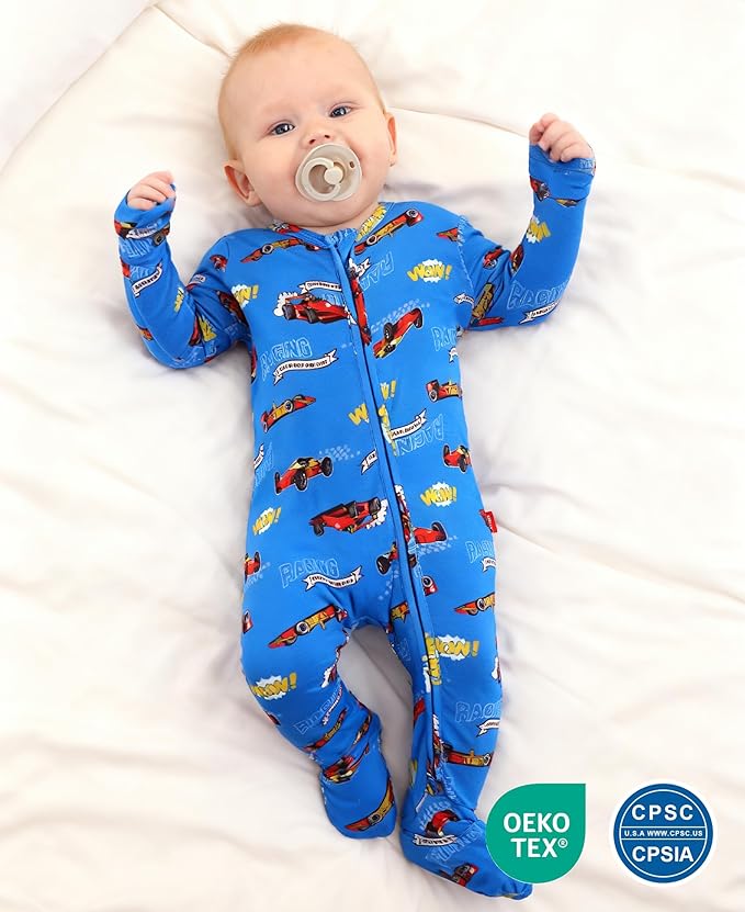 Footless Pajamas Baby Boy Girls, Viscose from Bamboo Baby Pajamas, Two Way Zipper Sleepers, Newborn Pjs