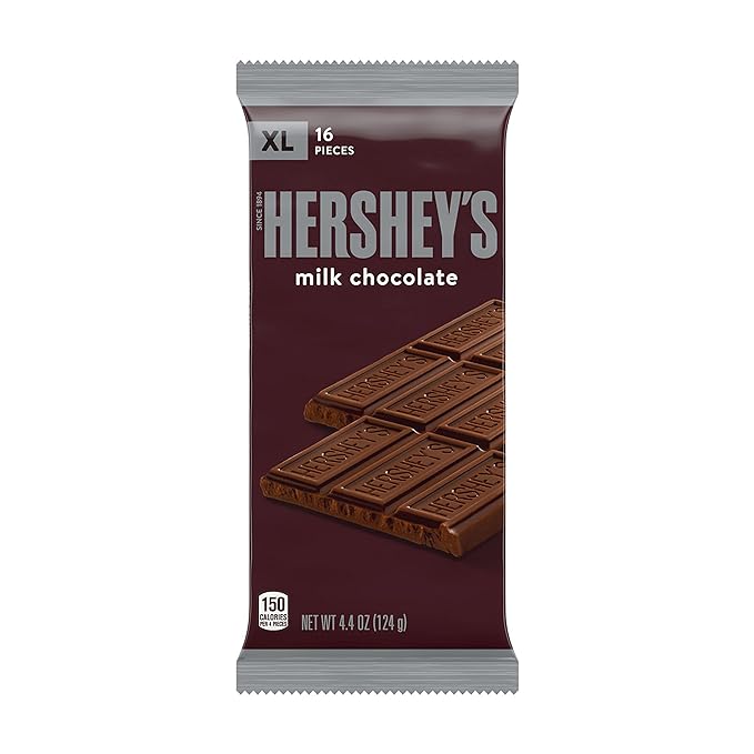 HERSHEY'S Milk Chocolate XL, Candy Bars, Halloween Candy, 4.4 oz (12 Count, 16 Pieces)