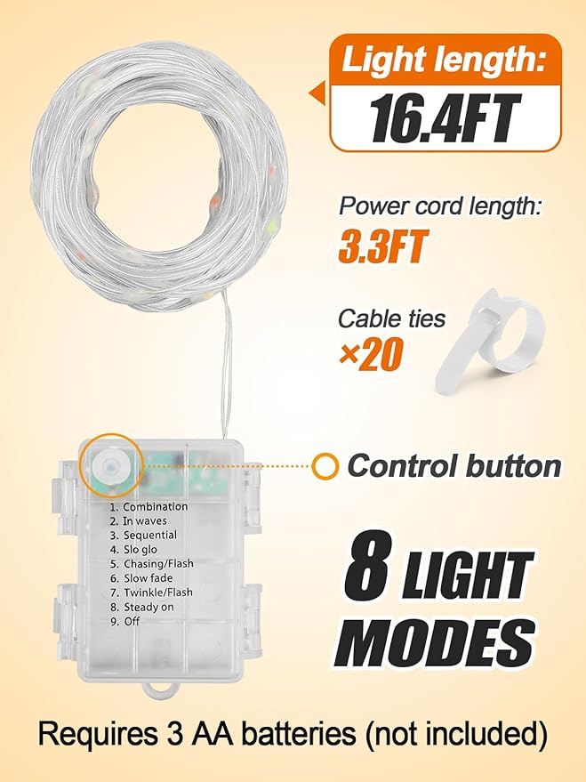 16.4FT Durable Baby Stroller Lights for Walking at Night, Make The Stroller Visible, with Cable Ties, LED Lights for Stroller Accessories Bikes, Multicolor