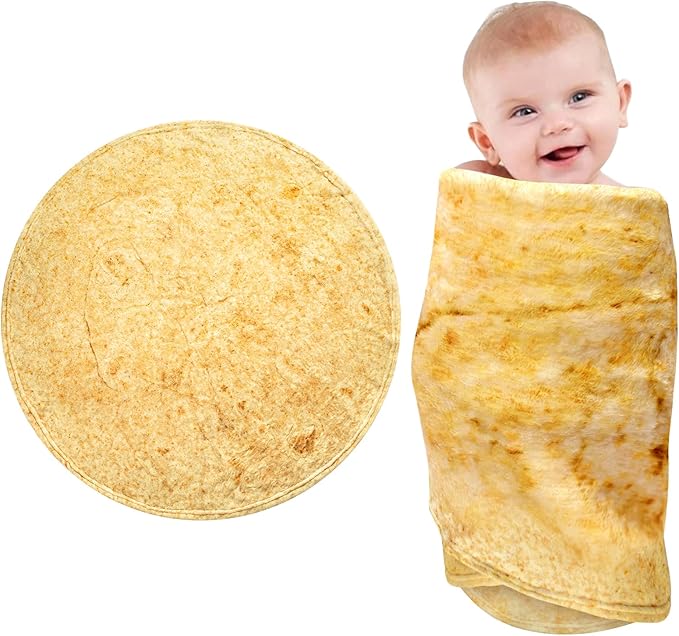 Tortilla Blanket Baby, Tortilla Blanket for Newborn Toddler, 285 GSM Soft Flannel Wearable Wrap Funny Gifts for Baby Shower Boy Girl 0-3 6 9 Months
