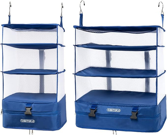 TABITORA Portable Hanging Travel Shelves Bag Packing Cube Organizer Suitcase Storage Large Capacity