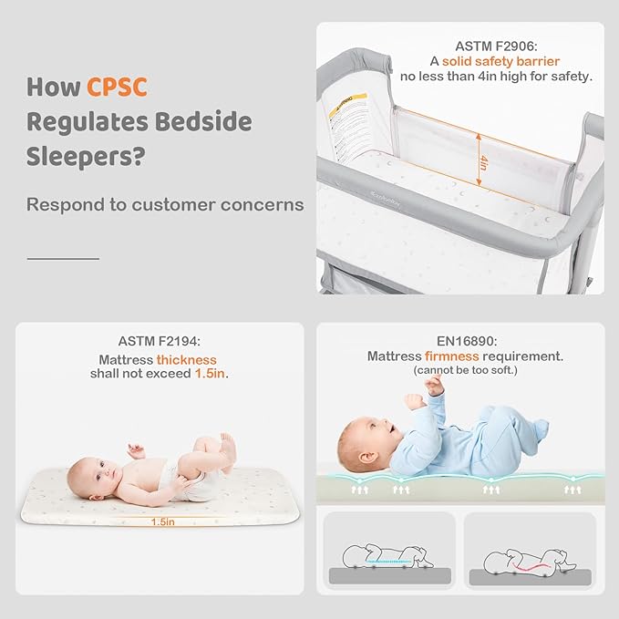 Ezebaby Bedside Bassinet for Baby, Portable Baby Bassinet Bedside Sleeper for Newborn Infants with Wheels Storage Basket, Adjustable 7 Heights and All Mesh Sides