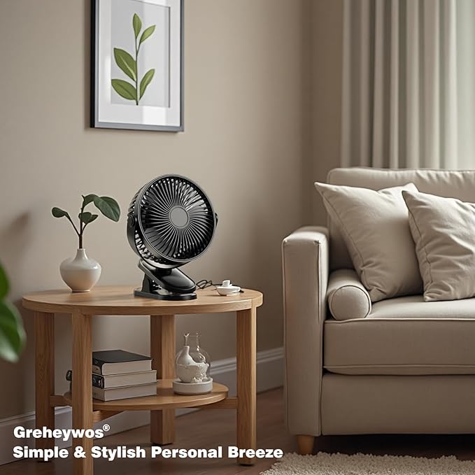 Clip on Fan, 6.5-in Table Fan, Ultra Quiet Personal Desk Fan with Strong Clamp for Golf Cart,Office Desk, Camping, Bedroom