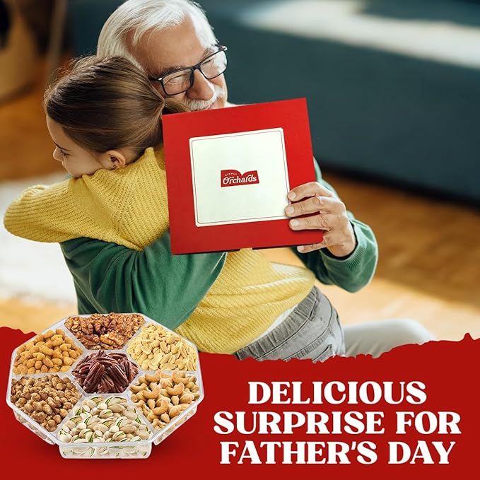 Nuts gift Basket - Delicious Mixed Cravings Gourmet Collection, Features 7 Sectional Platter with Freshly Roasted Nuts.