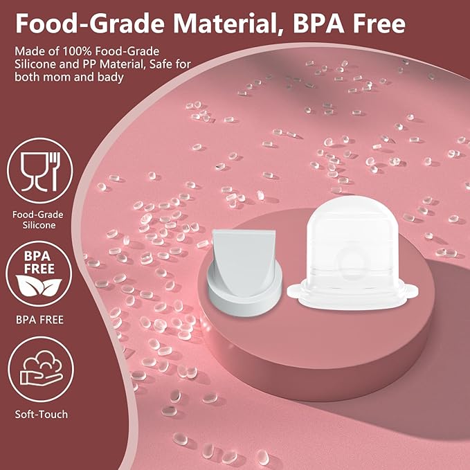 2pcs Duckbill Valves and 2pcs Diaphragm Compatible with Momcozy Mobile Style M6, Replace for M6 Breast Pump Replacement Accessories, Fit for Momcozy Pump Part, Not Original Parts, 4 Pack, Gray