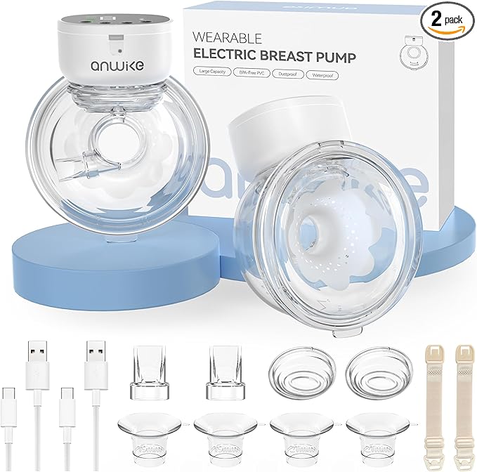 Hands Free Breast Pump Ultra-Light 230g, Wearable Breastfeeding Pump Portable for Travel and Work, Low Noise, Ergonomic 135° Flange, 9 Levels 4 Modes with 19/21mm Flange Inserts (Black 2 Pack)