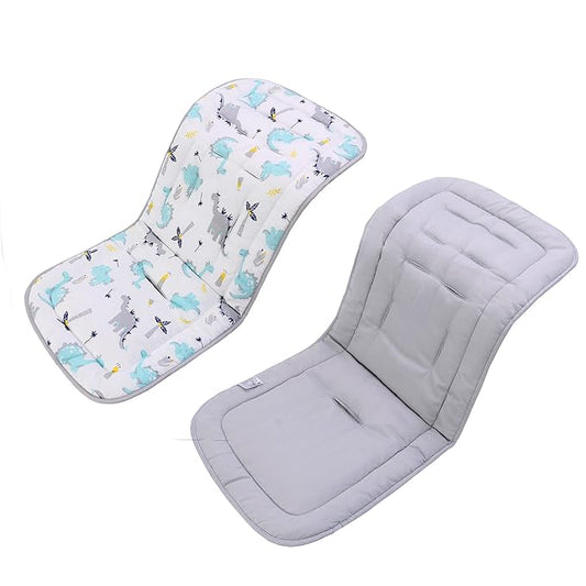 Baby Stroller Cushion, Universal Breathable and Soft Newborn Stroller Mat, 100% Cotton Cover Toddler Seat Pad Liner for Stroller, 34x78cm,1 Pack（Dinosaur+Grey））