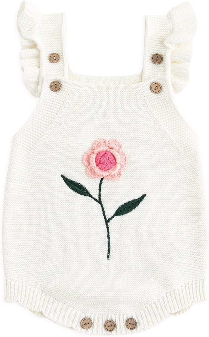 Simplee kids Baby Girls Sunflower Knit Rompers Knit Clothes for Newborn Baby Girls