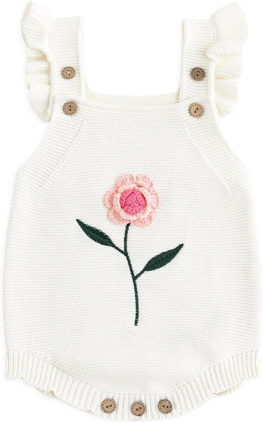 Simplee kids Baby Girls Sunflower Knit Rompers Knit Clothes for Newborn Baby Girls