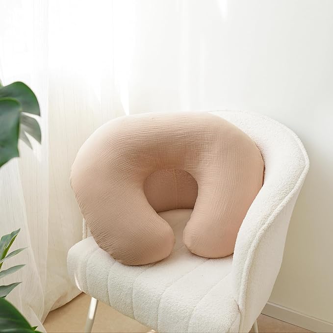 2-Pack Muslin Nursing Pillow Covers, Breathable 100% Cotton Breastfeeding Pillow Slipcovers for Standard Nursing Pillows, Soft Covers for Baby Girls and Boys with Zipper