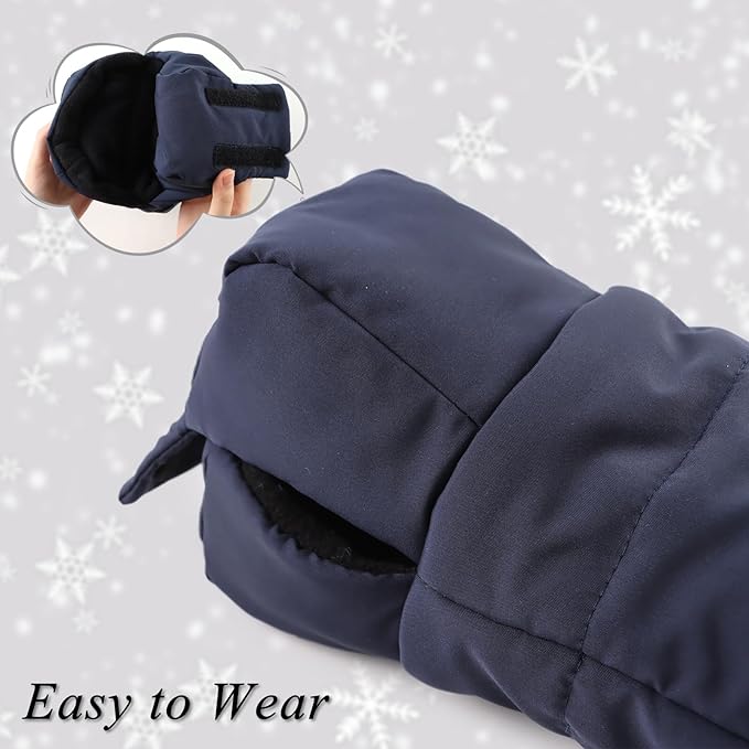 Zsedrut Stroller Gloves Universal Winter Anti-Freeze Stroller Mittens Water Repellent Hand Warmer Muff Fleece Lined,Winter Stroller Accessories (Navy)
