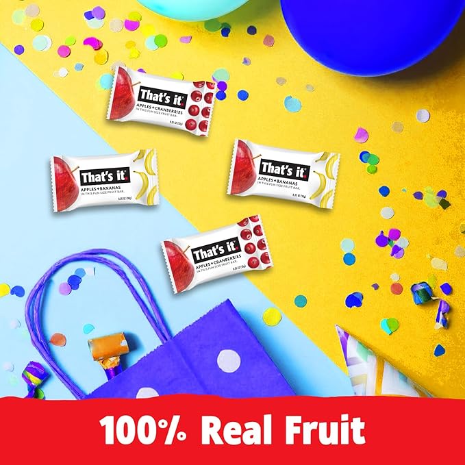 That’s It. Fun Size Fruit Bars Variety Pack(50 Pieces, 10g Each) With Apples + Bananas, Apples + Cranberries, Non-GMO, Paleo and Kosher Friendly, Gluten Free Breakfast Snacks