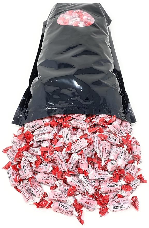 Sour Cherry Tootsie Roll Frooties Chewy Candy With Tangy Red Fruit Flavor 85+ Pieces Individually Wrapped In Resealable Assortit Bag, 1.5 Lb (24-Oz) Made In USA
