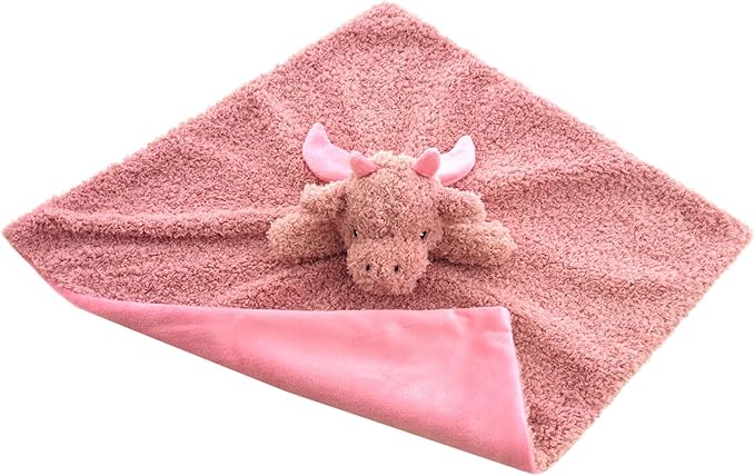 Baby Pale Red Dragon Stuffed Animal Security Blanket, Plush Dinosaur Character Lovey Blanket, Baby Shower/Nursery Gift, Newborn Infant Toddler Snuggle Blankie for Boys Girls, 14 Inches