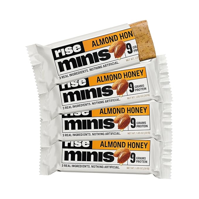 Rise Bar Rise Minis, Mini Protein Bars, Almond Honey, 24 Snack-Size Protein Bars, 1.05 oz (30 g) Each
