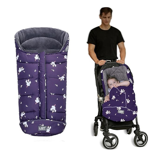 LAT Baby Warm Bunting Bag Universal,Stroller Sleeping Bag Cold Weather,Waterproof Toddler Footmuff(Basic,Purple Swan)