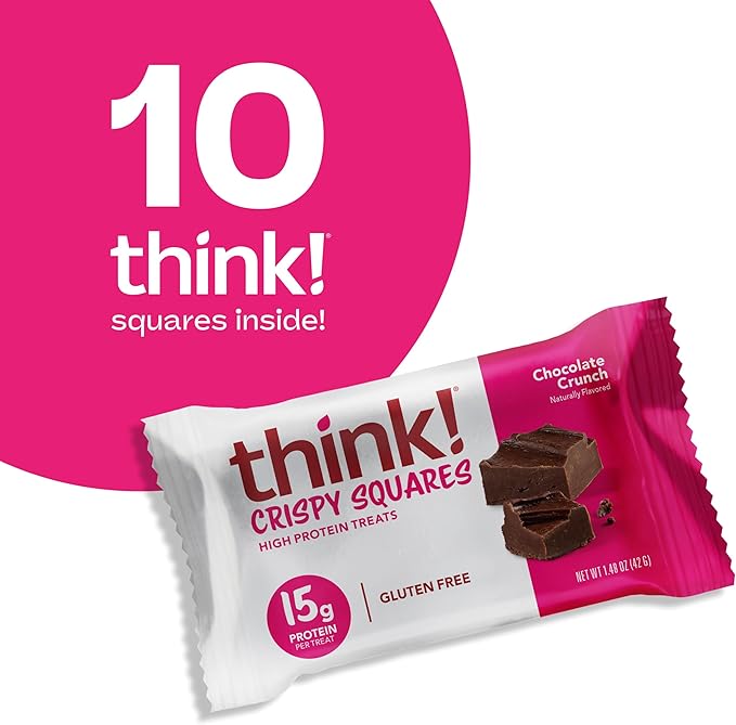 Think! High Protein Crispy Squares Chocolate Crunch Treat (10 Pack)