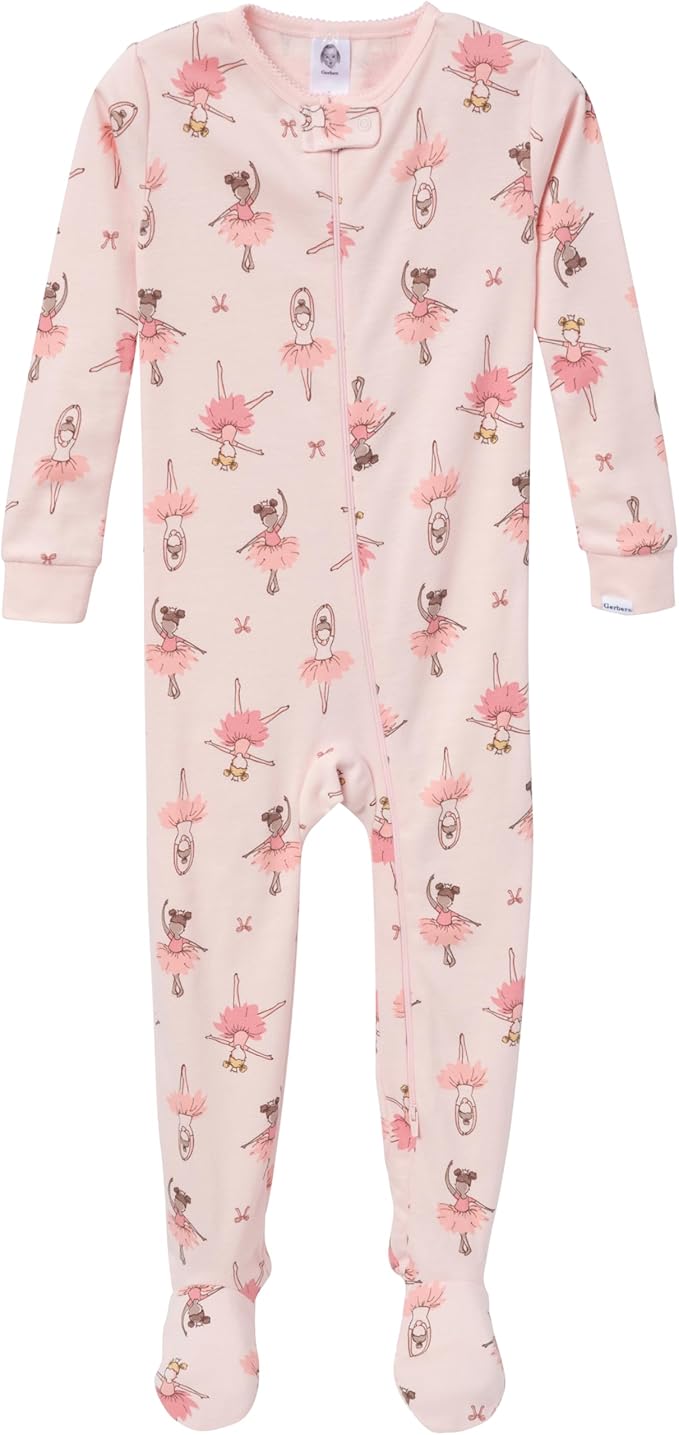 Gerber Baby Girls' 2-Pack Footed Pajamas