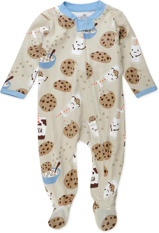 HonestBaby Sleep & Play Footed One-piece Pajama Sleeper 100% Organic Cotton, Baby Boys