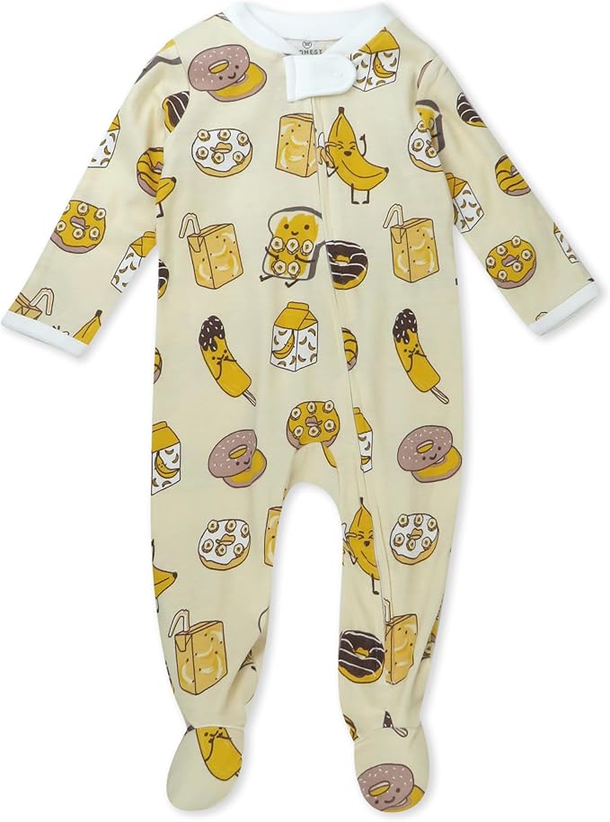 HonestBaby Sleep & Play Footed One-piece Pajama Sleeper 100% Organic Cotton, Baby Boys