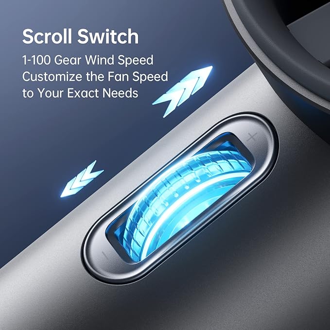 JISULIFE Handheld Fan Pro Series - Extreme Cooling Output: 1-100 Speed Scroll Wheel, Metal Body, Digital Display, 1.5H Fast Charge, 5000mAh-Portable Fan for Travel Outdoor, Gifts for Women Men(Grey)