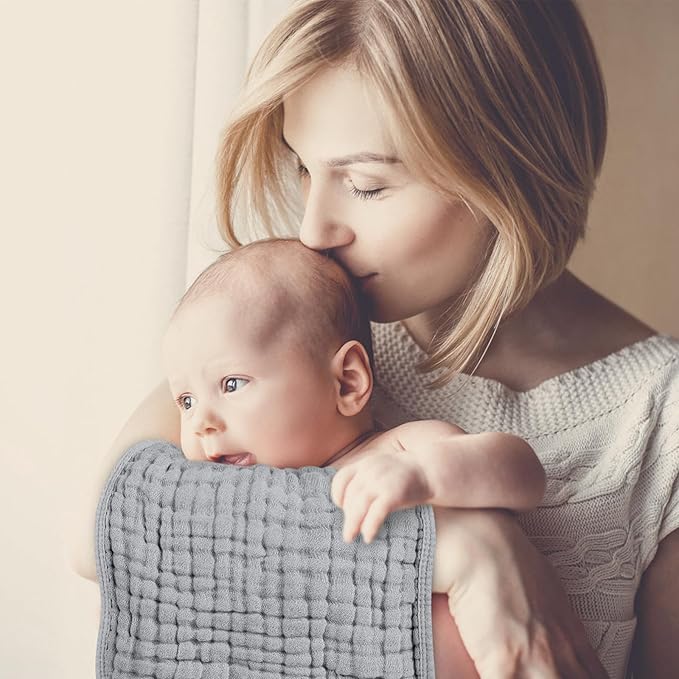 Looxii Muslin Burp Cloths 100% Cotton Muslin Cloths Large 20''x10'' Extra Soft and Absorbent 6 Pack Baby Burping Cloth for Boys and Girls White+Gray