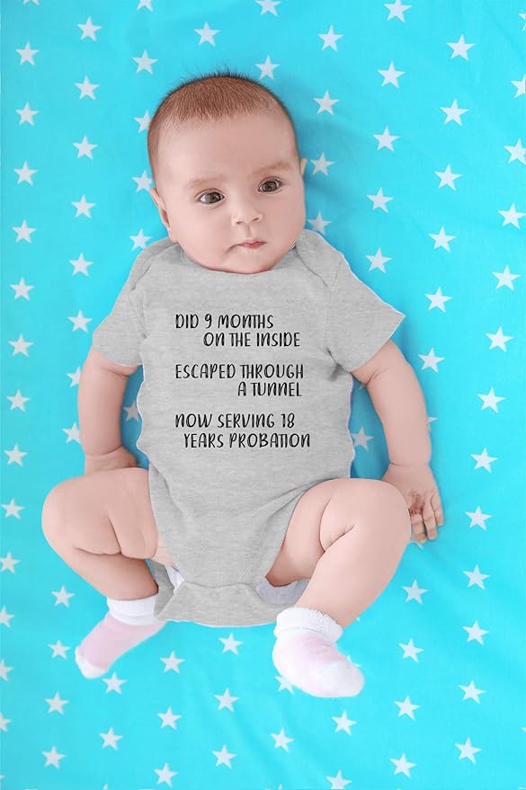 CBTwear Did 9 Month, Escaped Through a Tunnel, Serving 18 Years Baby Bodysuit Unisex Comfy Humor