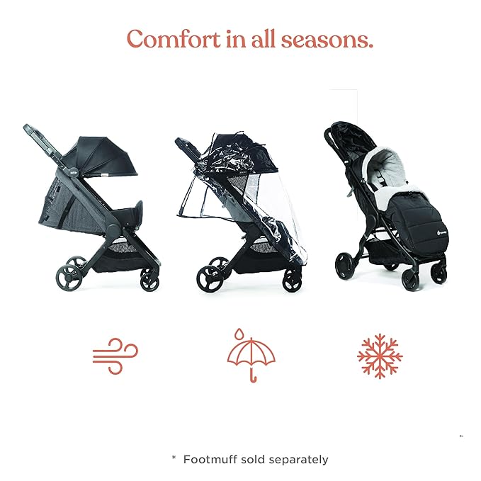 Ergobaby Metro+ Compact Baby Stroller, Lightweight Umbrella Stroller Folds Down for Overhead Airplane Storage (Carries up to 50 lbs), Car Seat Compatible, Slate Grey
