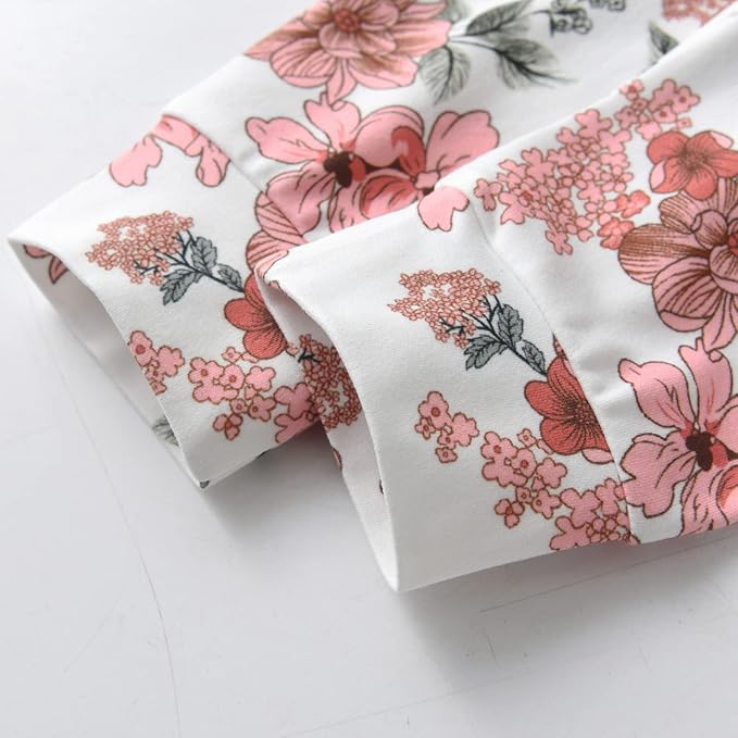 3PCS Baby Girl Clothes Ruffle Floral Shirt Tops Pants Headband Outfit Sets