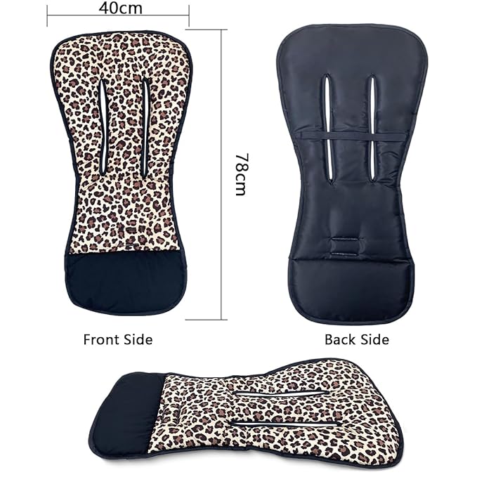 Baby Stroller Cushion Soft Printed Stroller Seat Liner-Reversible Universal Breathable for Baby Carrier Pram Infant Car Seat Insert-78x40cm,1 Pack (Leopard Print)