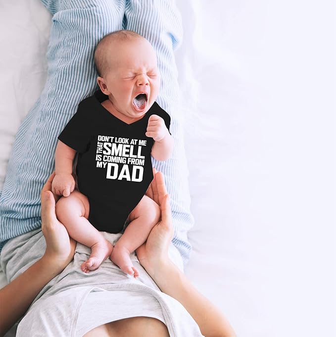 CBTwear Don’t Look at Me That Smell Is Coming From Dad - Baby Clothes - Funny Newborn Bodysuit Outfits for Boys and Girls