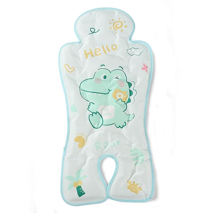 HRPR Car Seat Cooling Pad for Babies & Toddlers | Non Toxic, Soft, Breathable Cooling Mat for Car Seats, Strollers, Cribs | Lightweight, Foldable, Easy Clean Toddler & Infant Cooling Pad (Dinosaur)