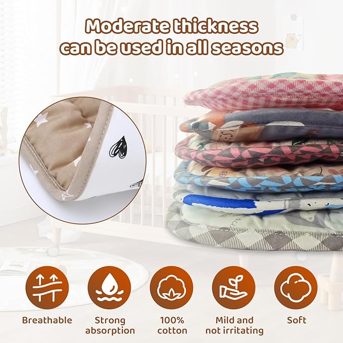 Baby Stroller Cushion,Infant Car Seat Insert-Reversible Universal Breathable and Soft Newborn Stroller Mat,100% Cotton Cover Toddler Seat Pad Liner-34x78cm,1 Pack(Black Heart+Khaki)