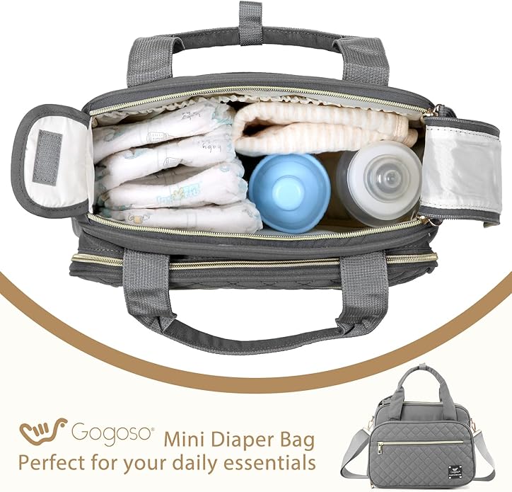 Crossbody Small Diaper Bag, Cute Mini Baby Diaper Tote Bags with Insulated Pockets for Traveling Outdoor Parent