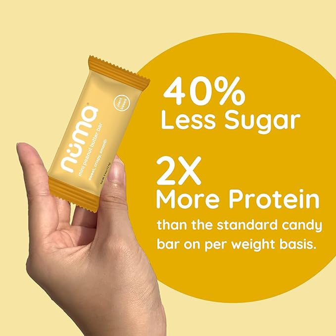 Numa Foods Mini Peanut Butter Bars – Vegan, Low Sugar, High Protein, All Natural, Gluten Free – Crunchy Plant Based Peanut Butter Snacks – 3 Bags with 8 Individually Wrapped PB Bites