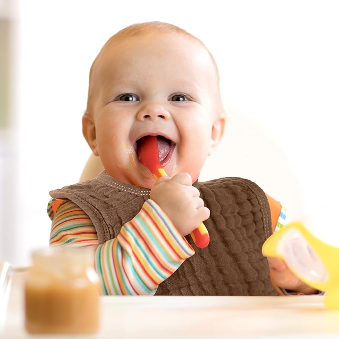 Tallew 8 Pack Baby Bibs and Muslin Burps for Baby Boy Girl Drooling and Teething 20" x 10" Burp Cloths Absorbent Rag Soft Cotton Bibs for Newborn Toddler Infant 0-24 Month Essentials(Fresh Colors)