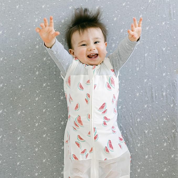 Happiest Baby Sleepea 5-Second Swaddle - 100% Organic Cotton Baby Swaddle Blanket - Doctor Designed Promotes Healthy Hip Development (Ivory Watermelons, Small)
