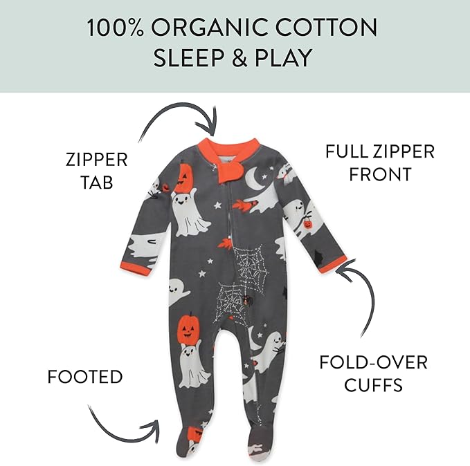 HonestBaby Baby Celebration Sleep & Play Footed One-Piece Pajama Sleeper 100% Organic Cotton
