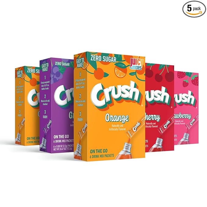 Crush- Powder Drink Mix - Sugar Free & Delicious (Classic Variety, 30 Sticks)